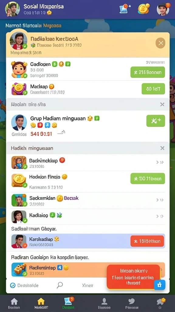 Fitur reward yang memotivasi pemain untuk terus bermain.