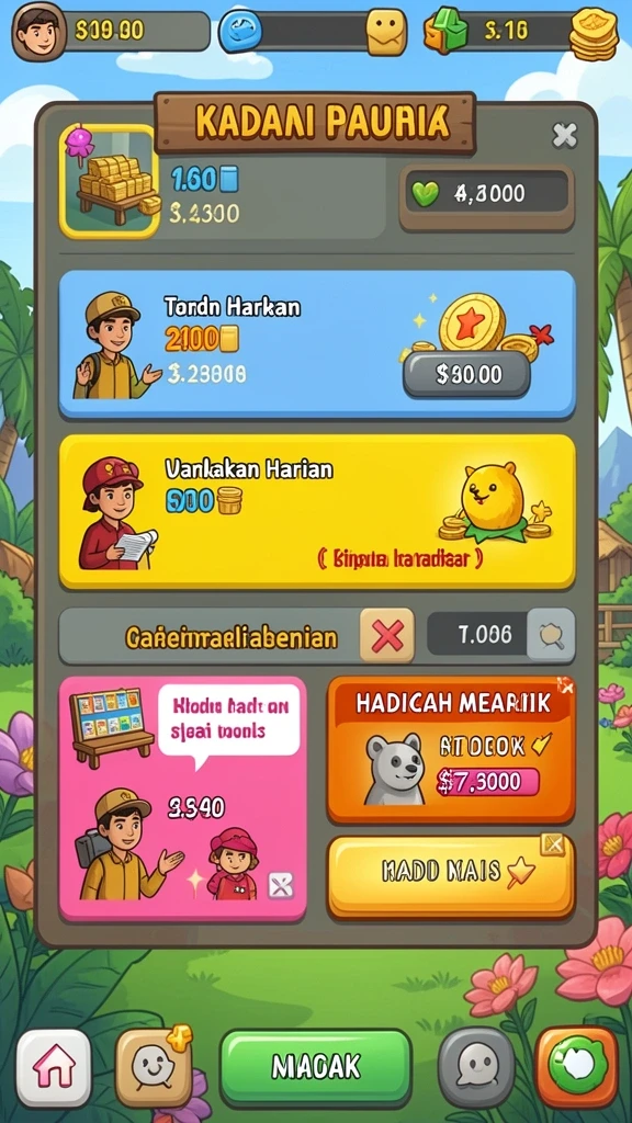 Tampilan karakter yang menarik dan detail.