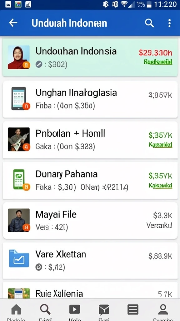 Berbagai jenis permainan yang tersedia.