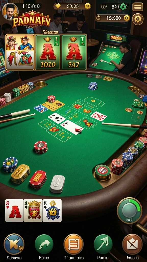 Tampilan permainan poker yang menarik dan intuitif.